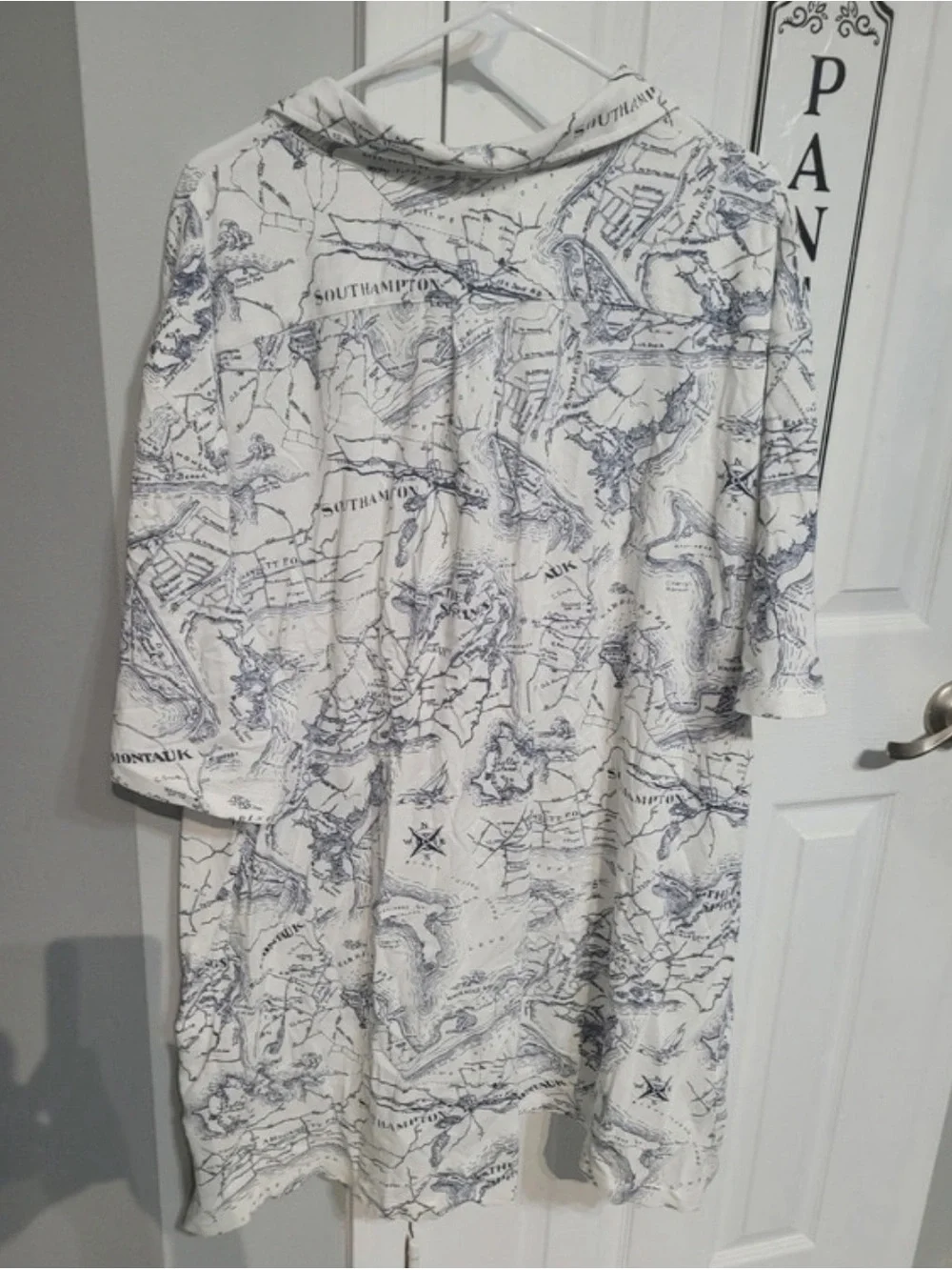 Ralph Lauren White Polo with Navy Map Print